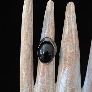 Vintage Unisex Sterling Silver Large Black Onyx Ring